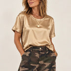 T-shirt girocollo in raso