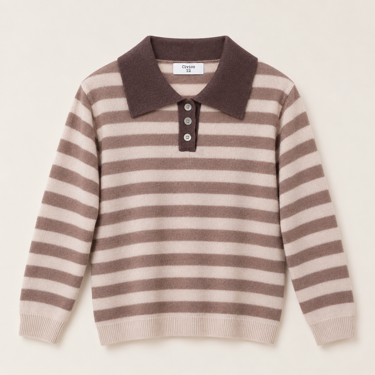 Polo righe misto cashmere