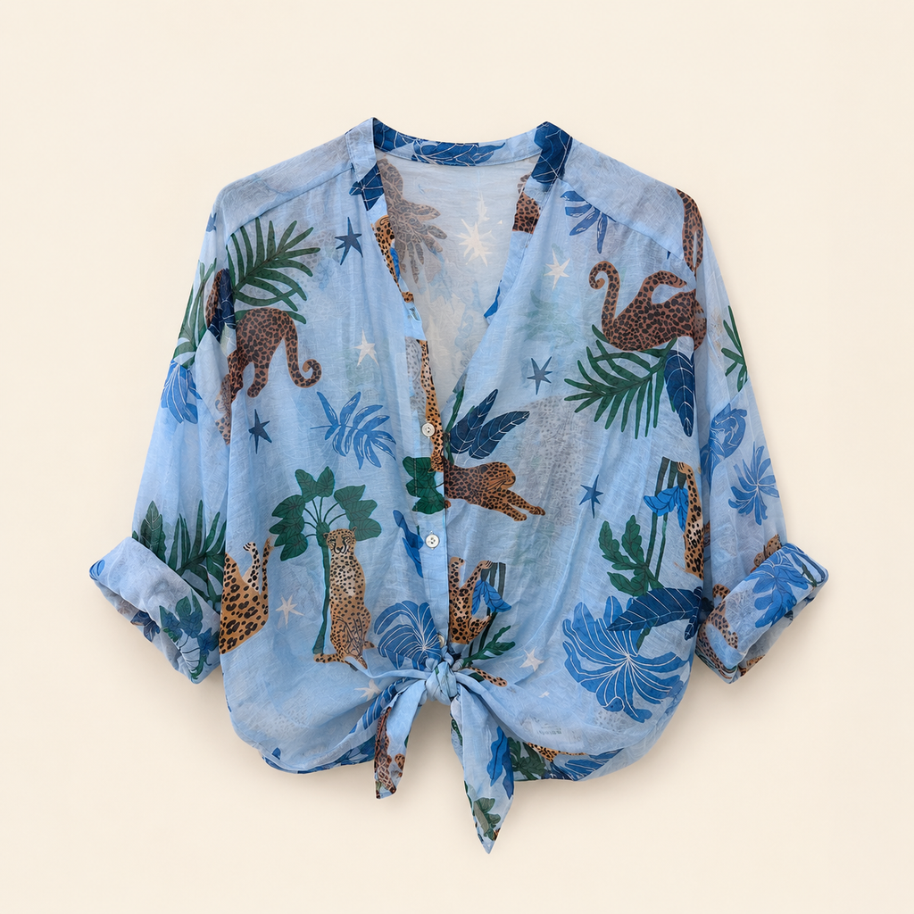 Camicia a fantasia con ghepardi