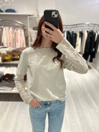T-shirt manica lunga con pizzo