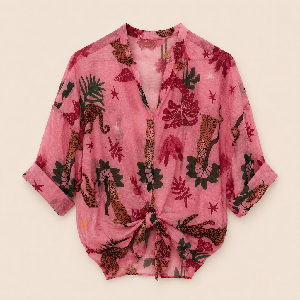 Camicia a fantasia con ghepardi