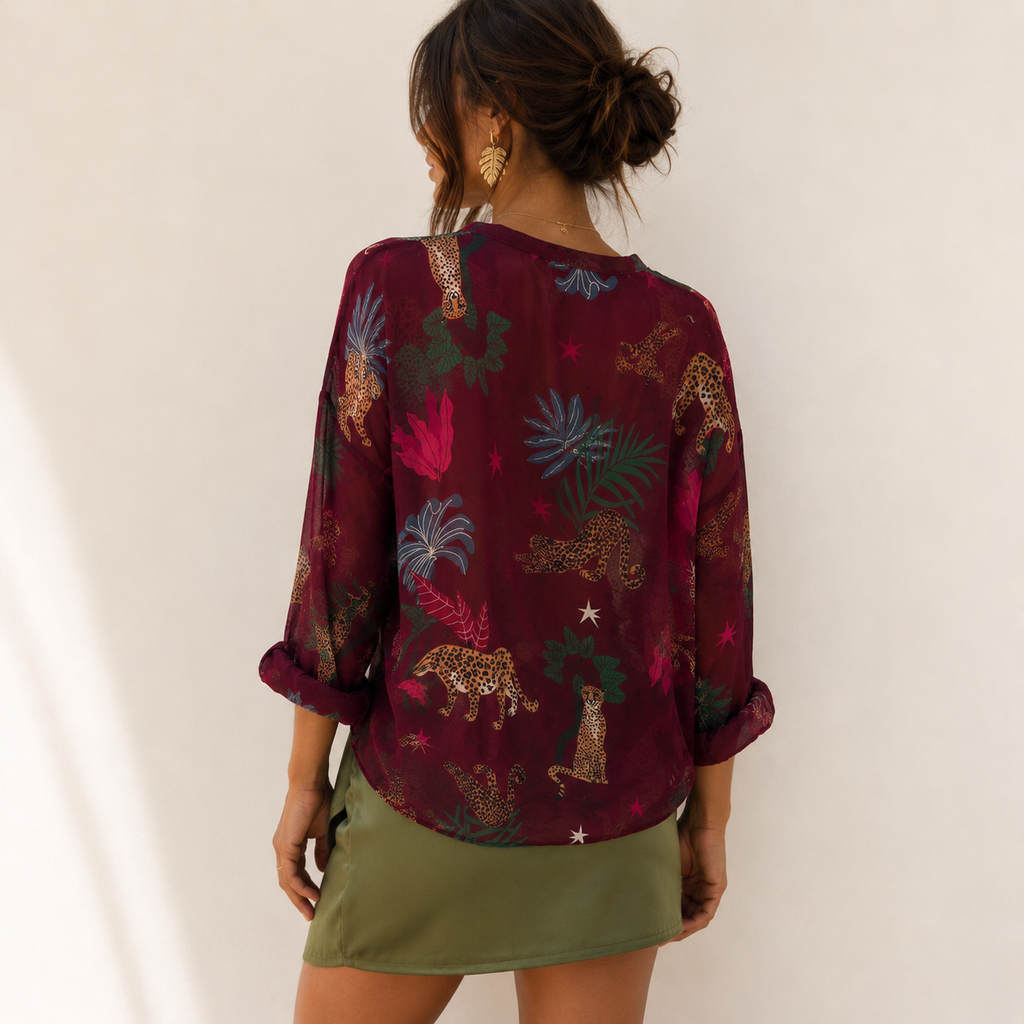 Camicia a fantasia con ghepardi