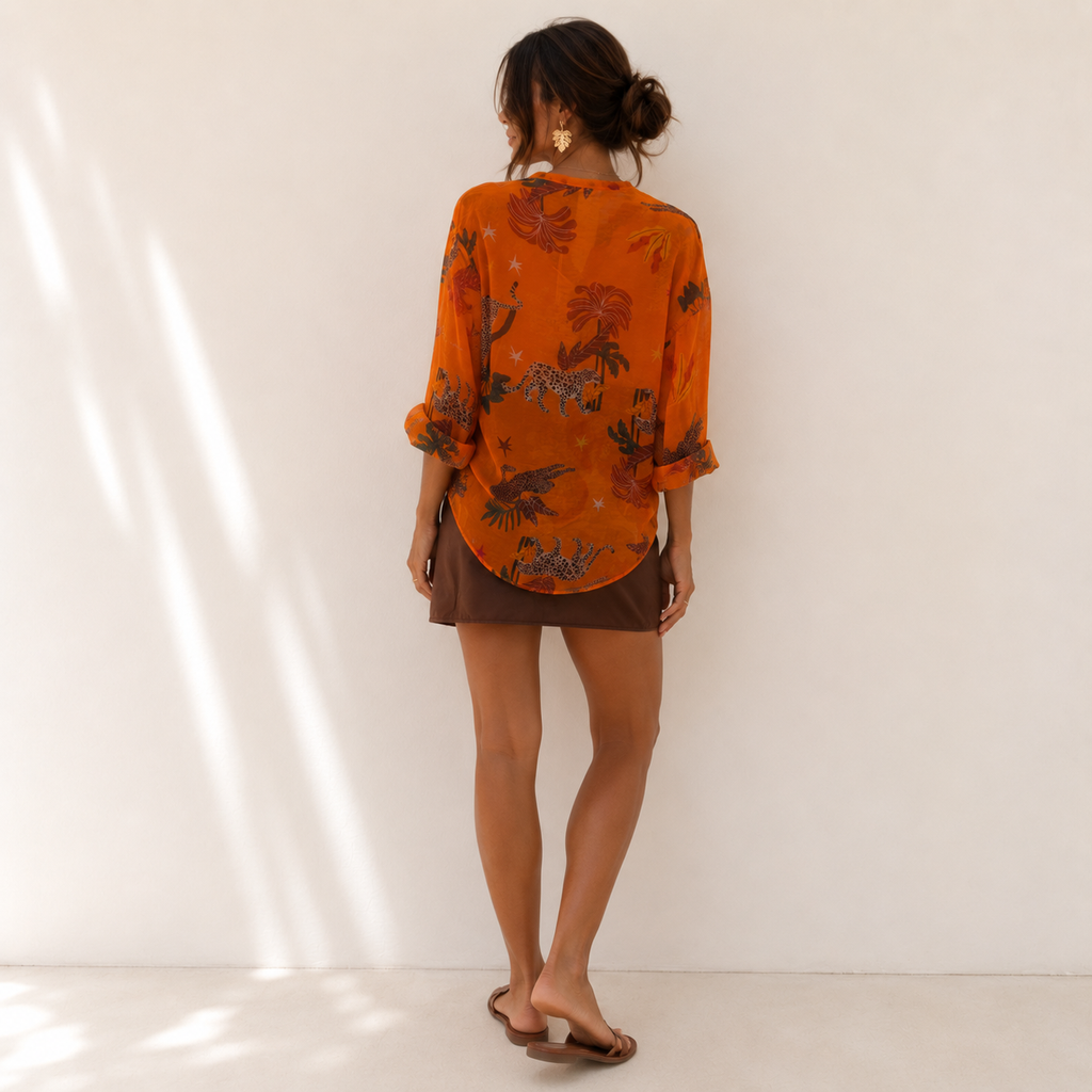 Camicia a fantasia con ghepardi