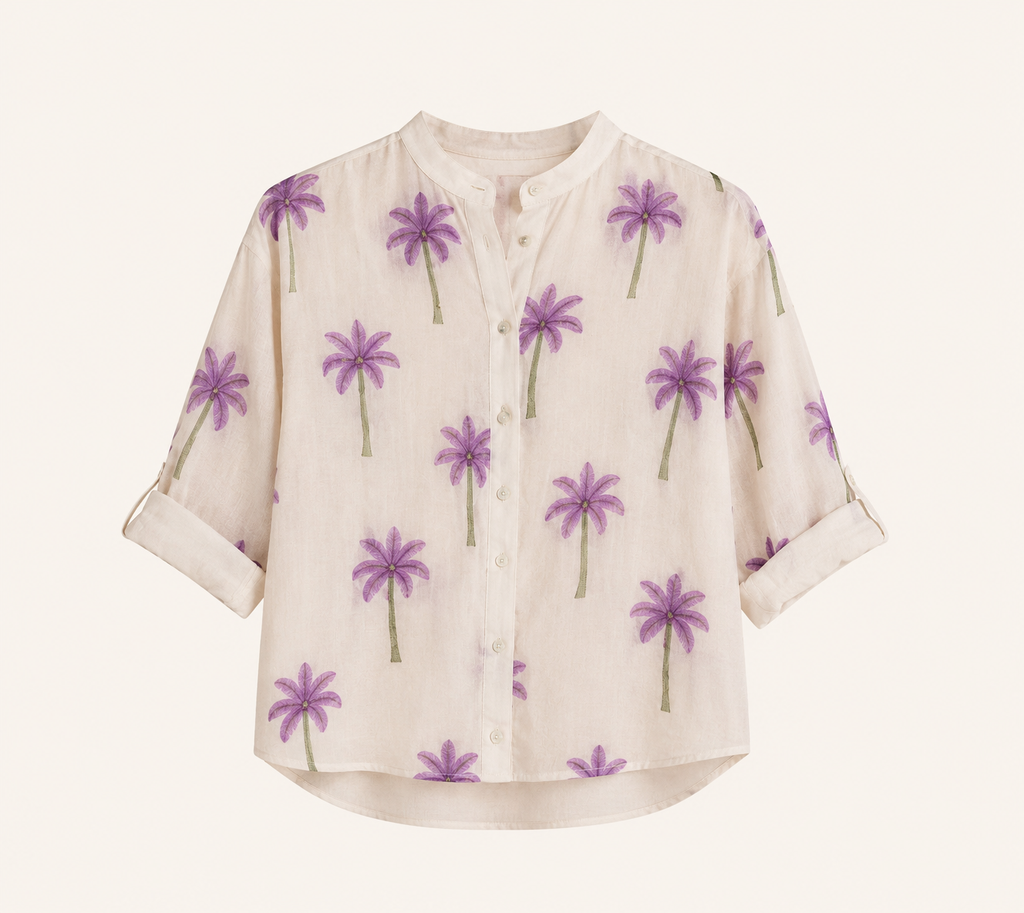 Camicia con palme lilla