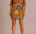 Gonna pareo arancio e azzurro con zebra
