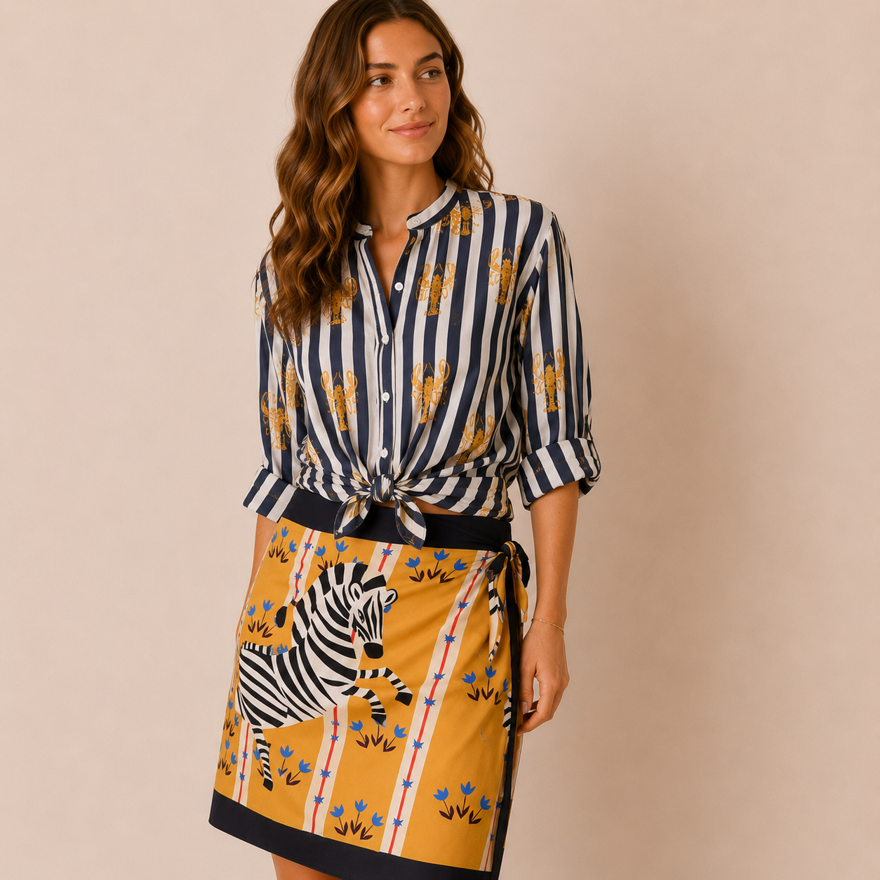 Camicia a righe con Aragosta