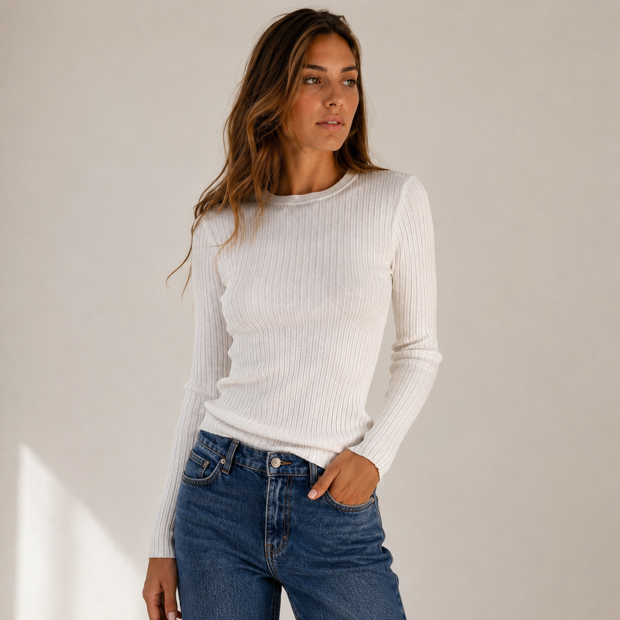 Maglia a costine con lurex