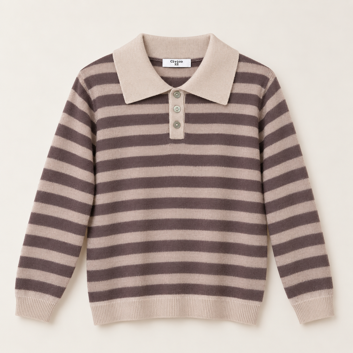 Polo righe misto cashmere