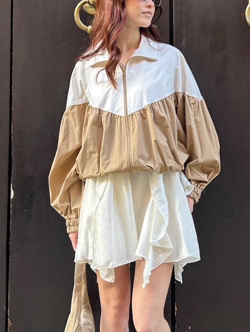 Bomber bicolor con zip e colletto in cotone dalla vestibilità regolare