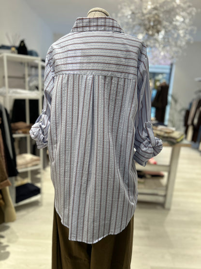 Camicia azzurra con righe bordeaux