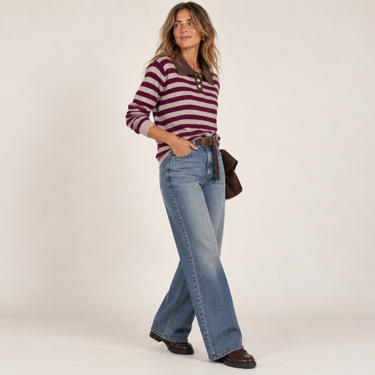 Polo righe misto cashmere