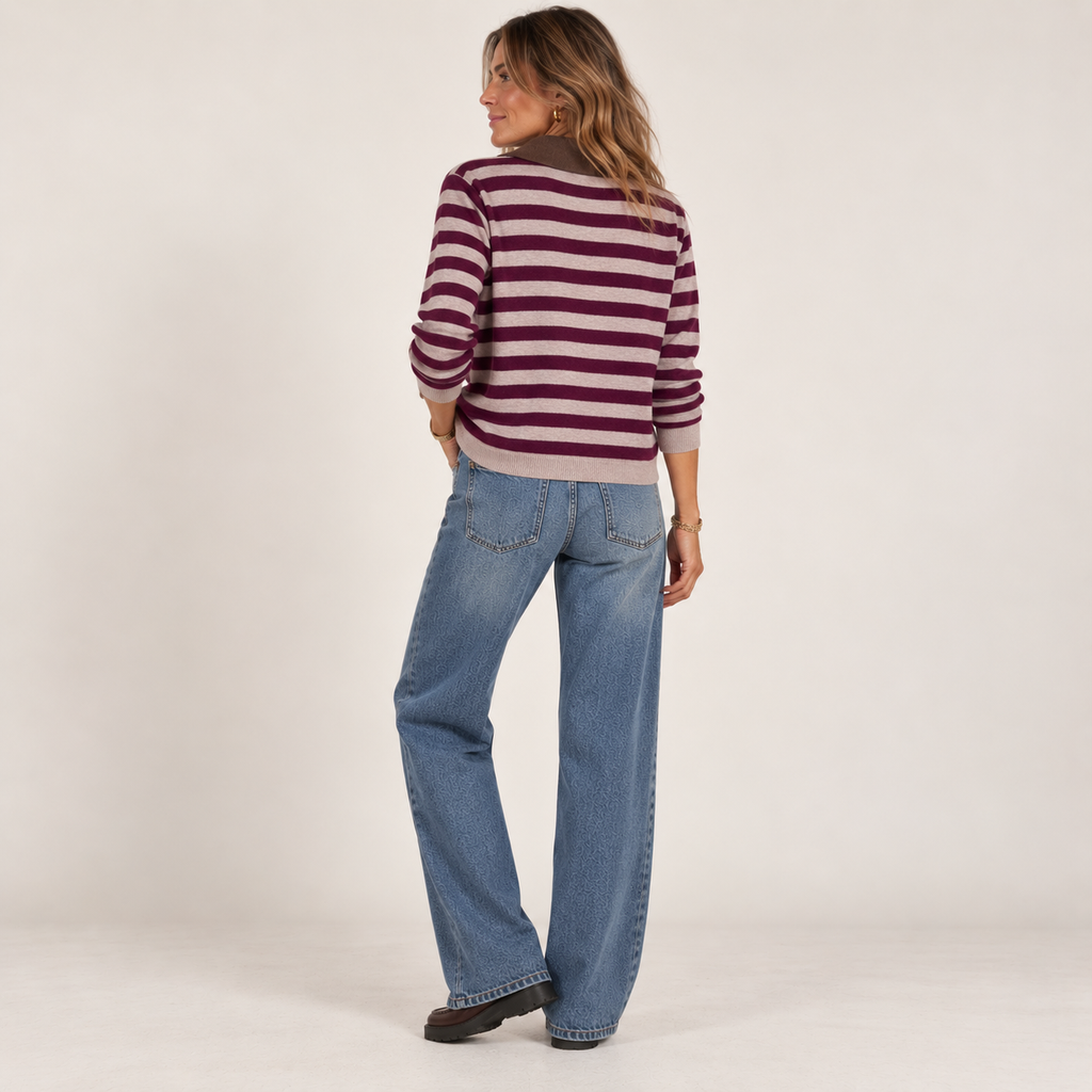 Polo righe misto cashmere