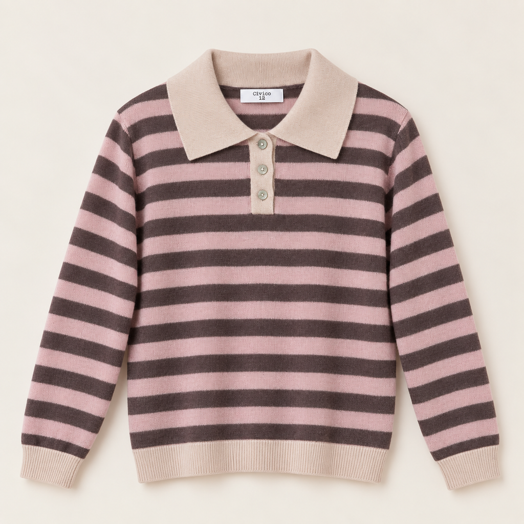 Polo righe misto cashmere