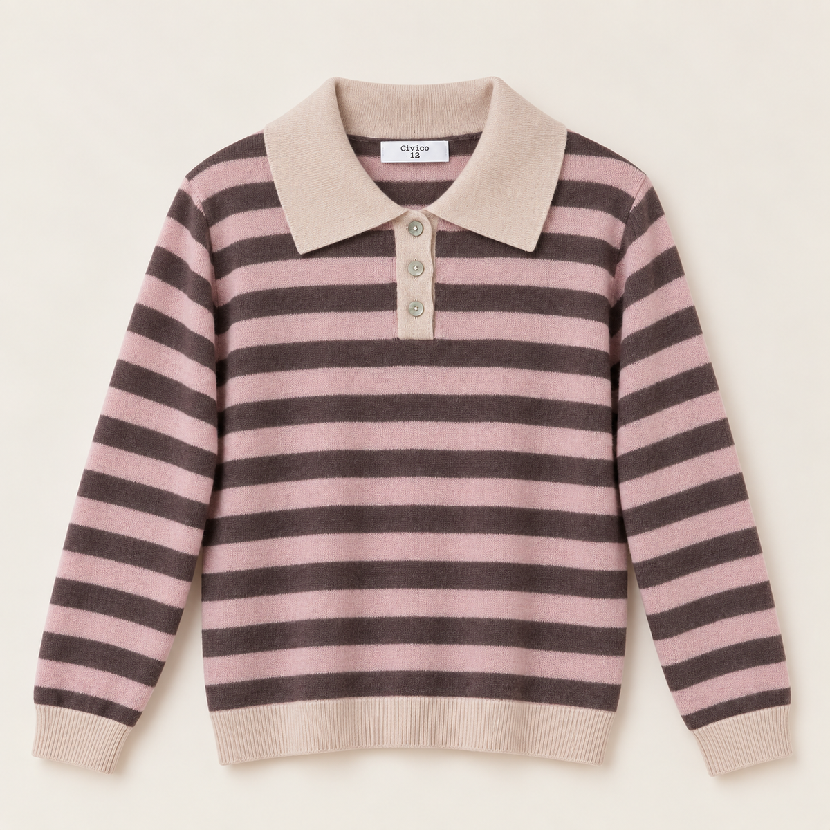 Polo righe misto cashmere