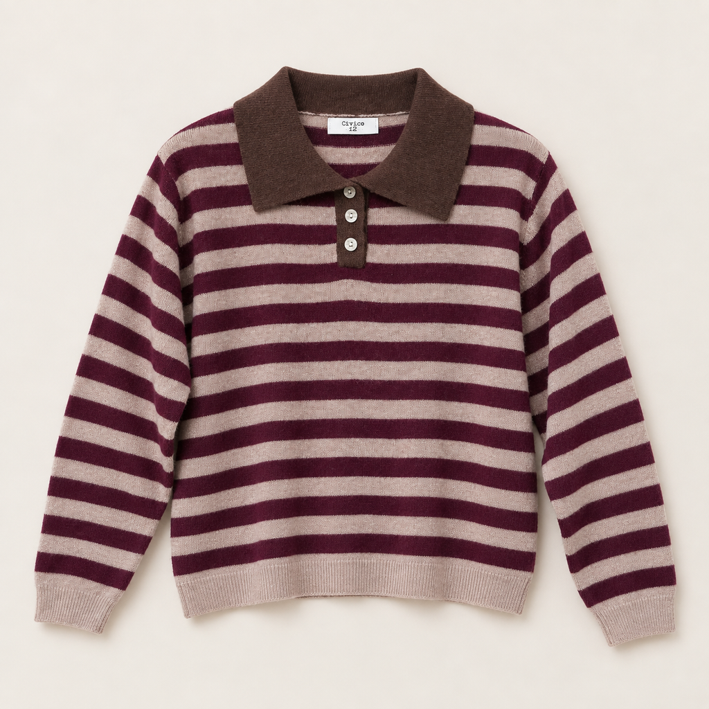 Polo righe misto cashmere