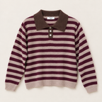 Polo righe misto cashmere