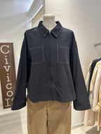 Camicia London in cotone con zip e tasche frontali, taglia unica fit over