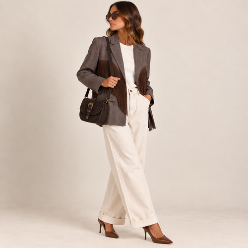 Blazer cuore frange