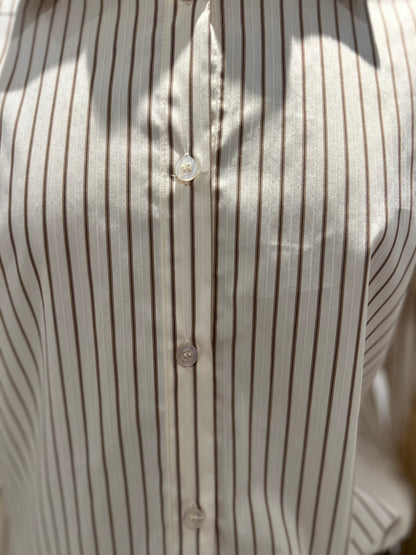 Camicia panna con righe marroni