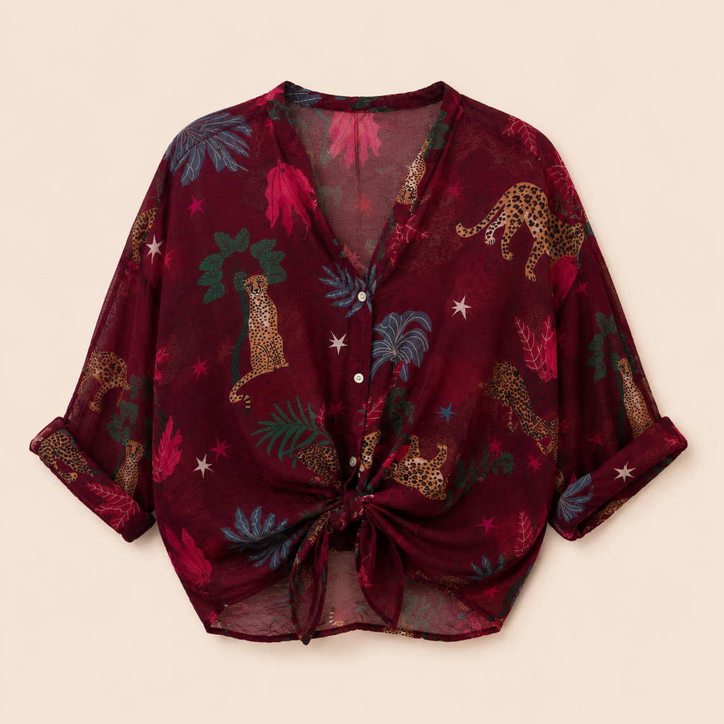 Camicia a fantasia con ghepardi