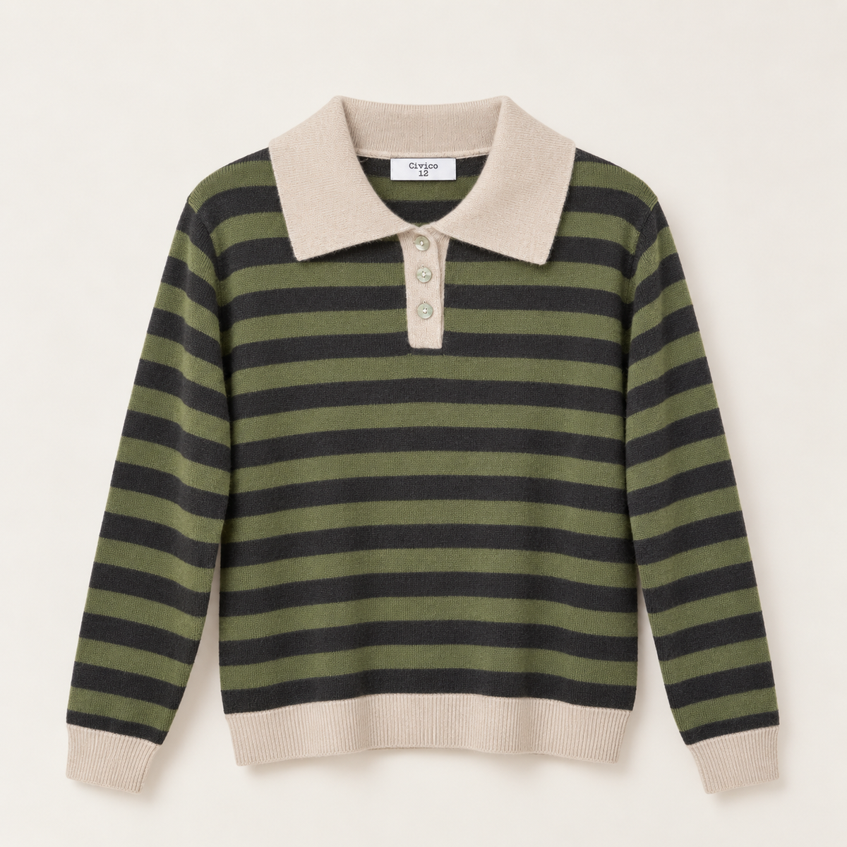 Polo righe misto cashmere