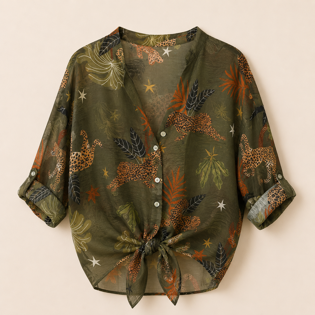 Camicia a fantasia con ghepardi