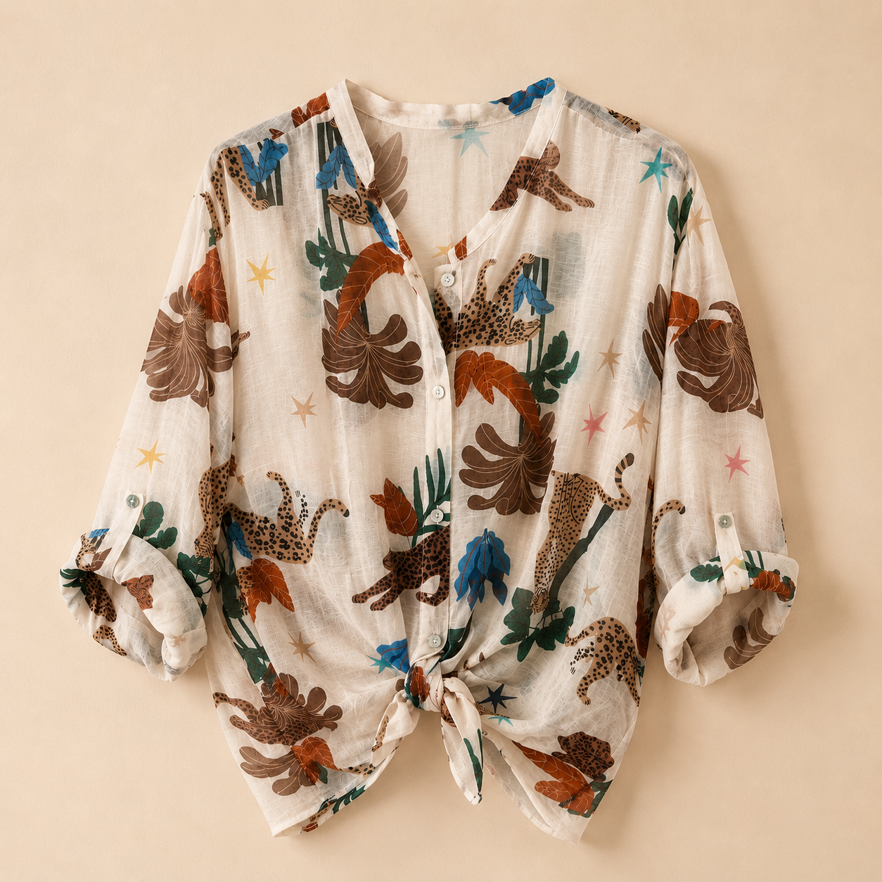 Camicia a fantasia con ghepardi