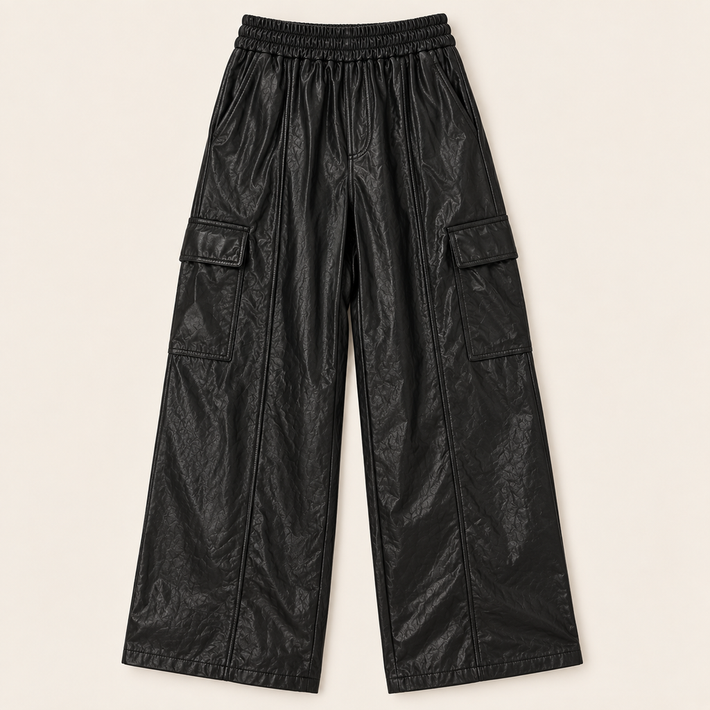 Pantalone cargo eco-pelle