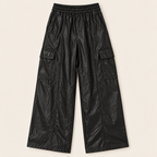 Pantalone cargo eco-pelle