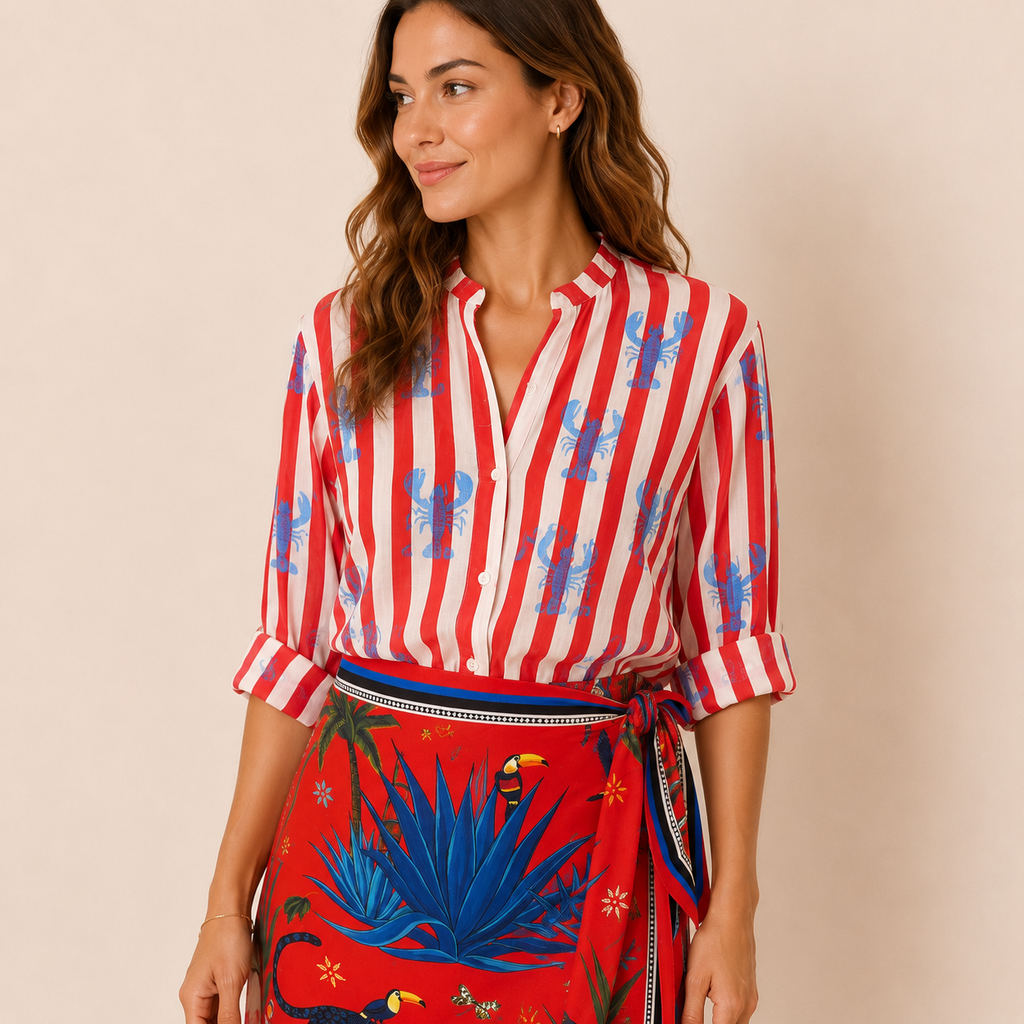 Camicia a righe con Aragosta