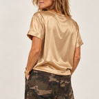 T-shirt girocollo in raso