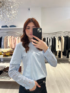 T-shirt manica lunga con pizzo