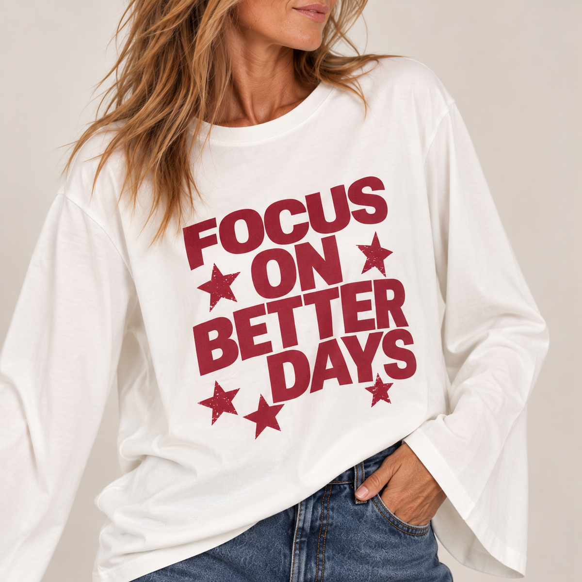 T-shirt scritta “Focus on better day”
