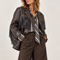 Blazer eco-pelle frange