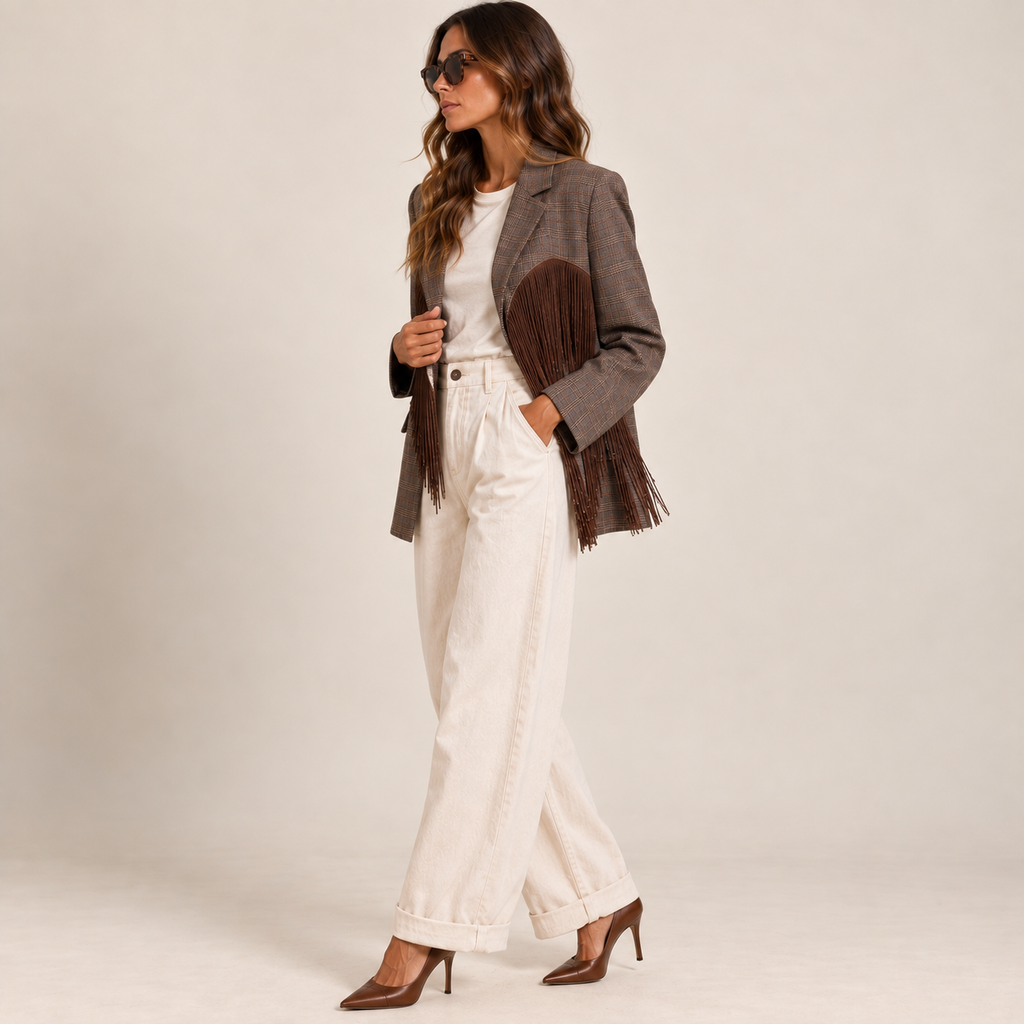Blazer cuore frange