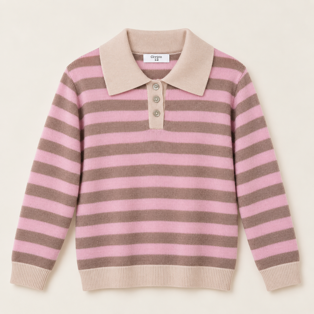 Polo righe misto cashmere