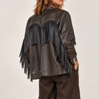 Blazer eco-pelle frange