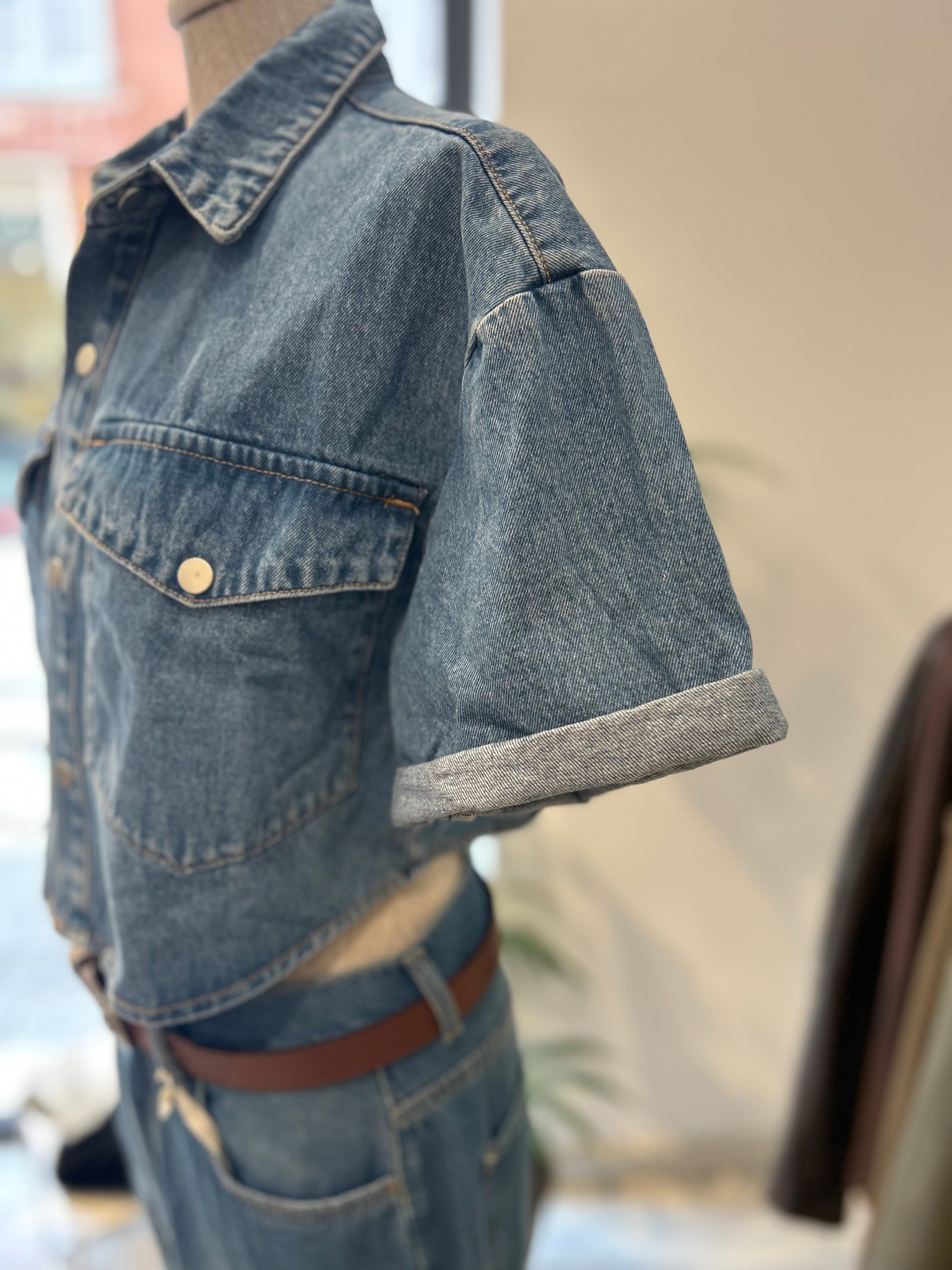 Camicia jeans manica corta