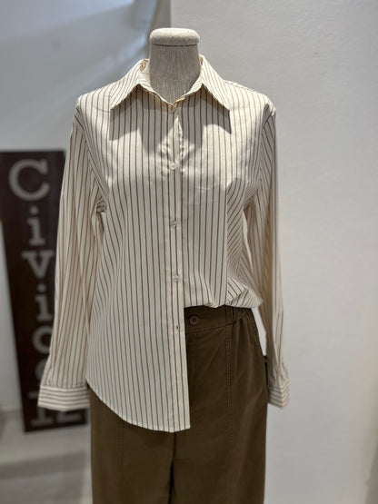 Camicia panna con righe marroni