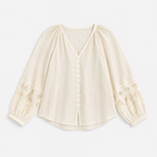 Camicia con manica ricamata