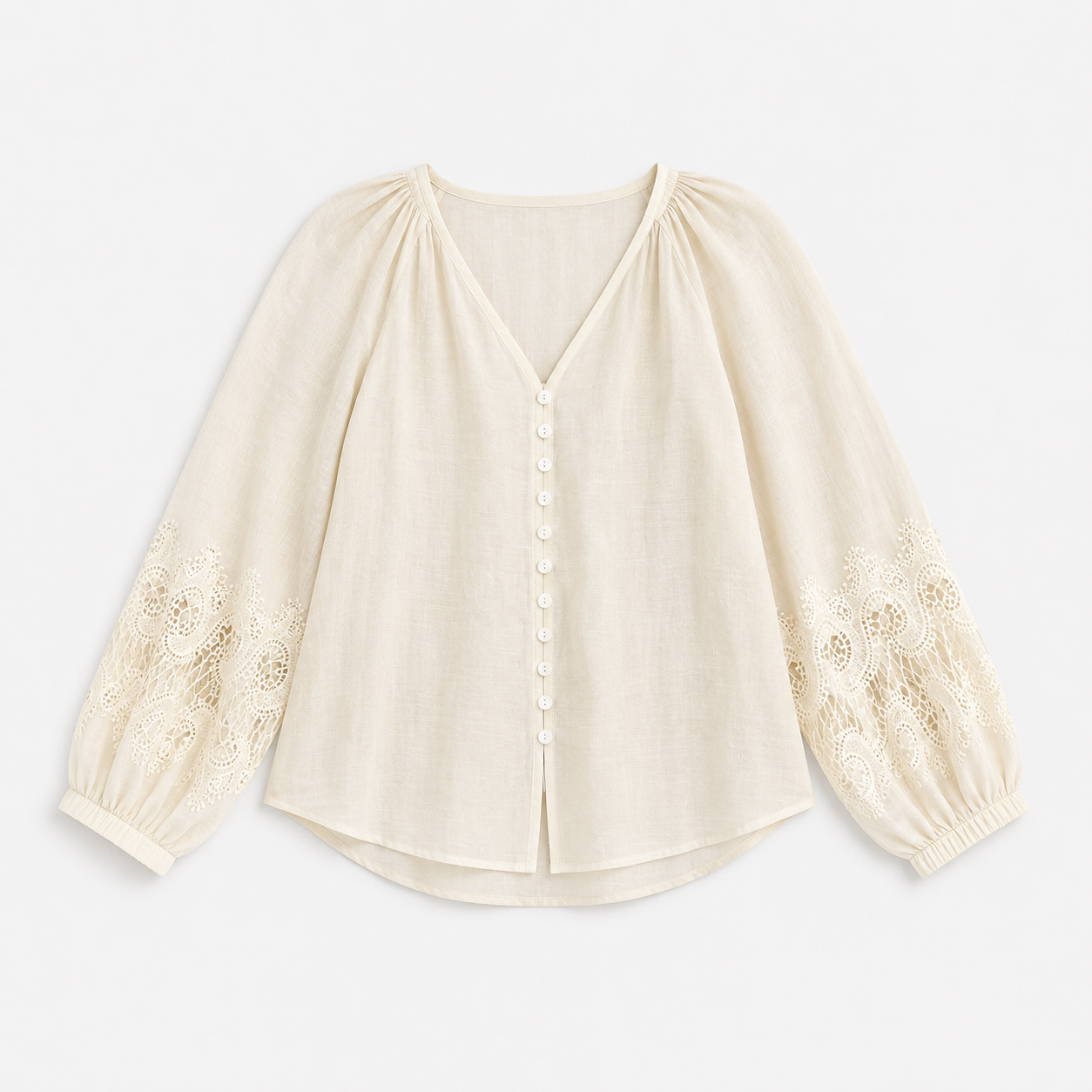 Camicia con manica ricamata