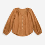 Camicia con manica ricamata