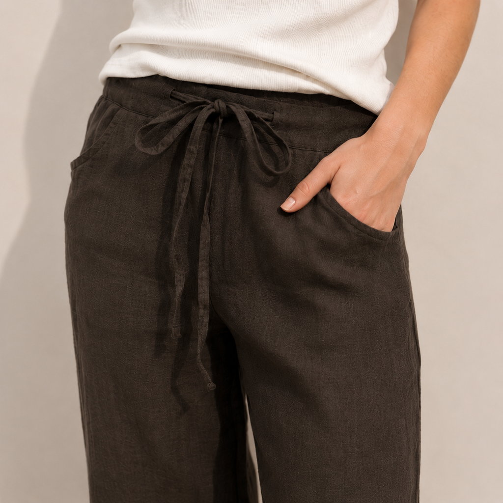 Pantalone lino con fiocco