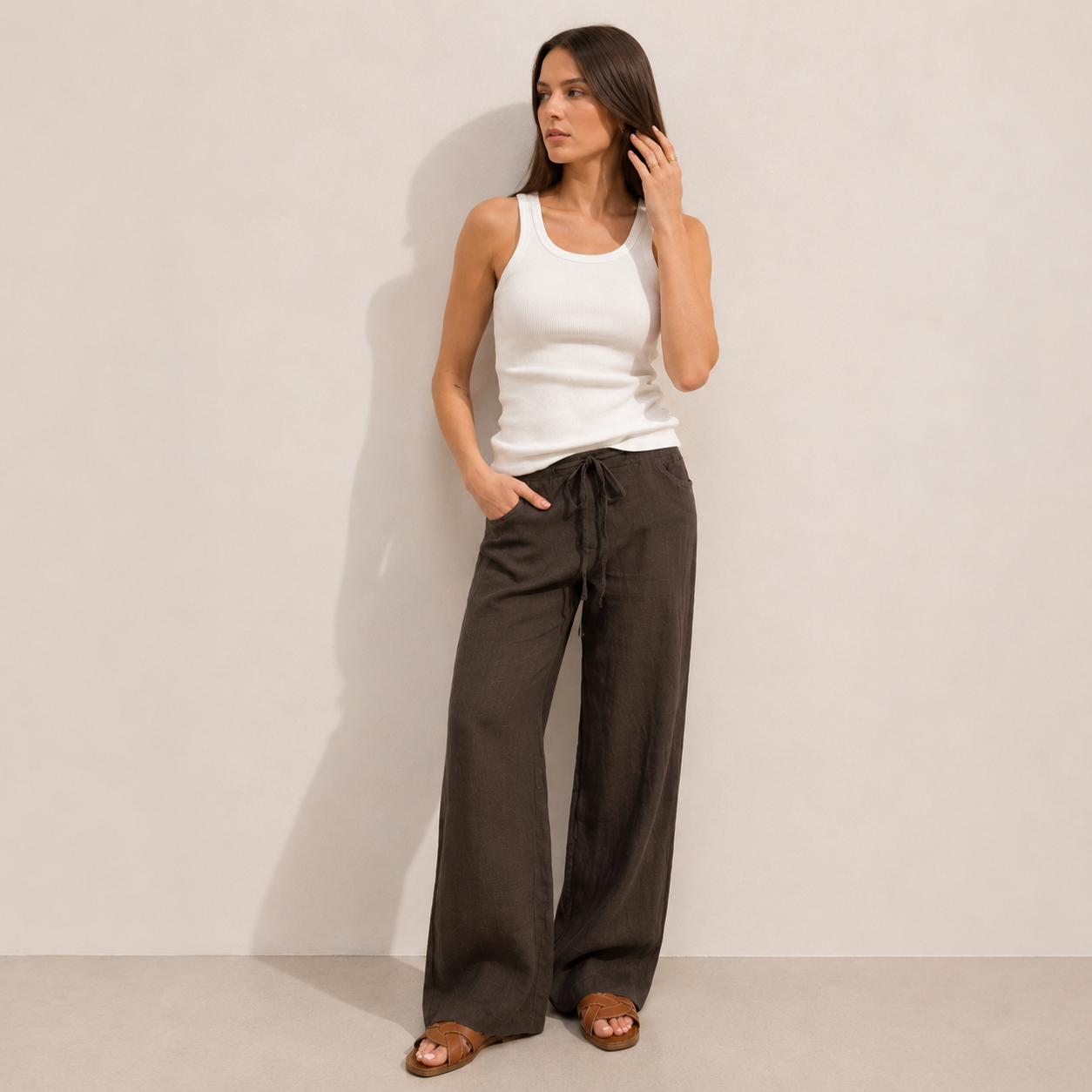 Pantalone palazzo con fiocco