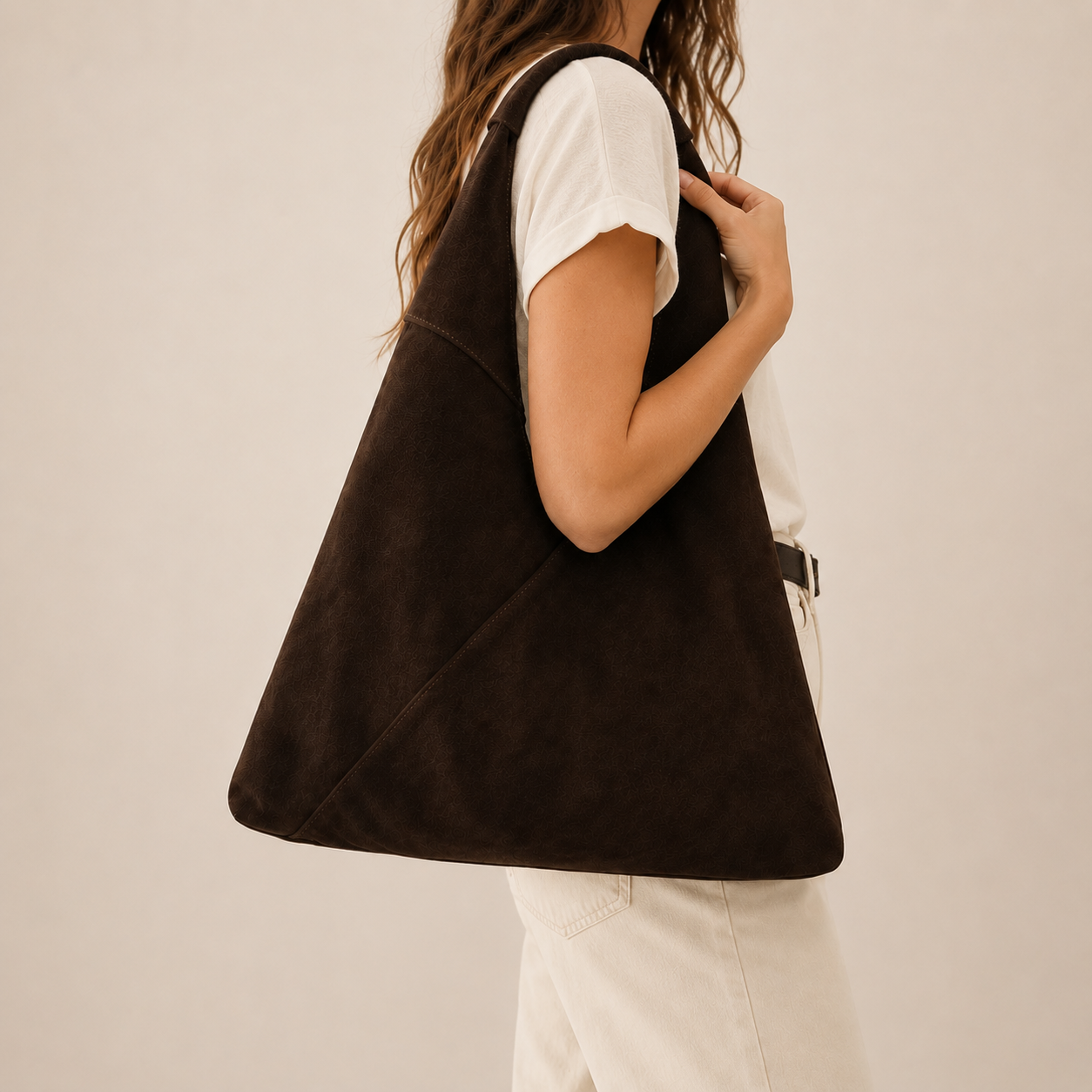 Borsa a spalla scamosciata
