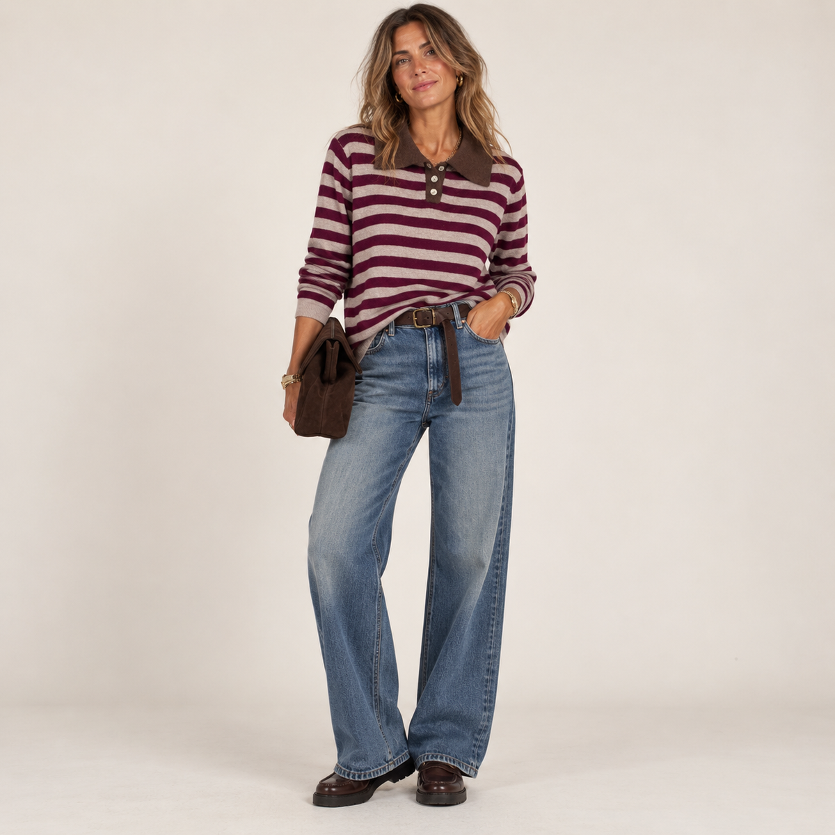 Polo righe misto cashmere