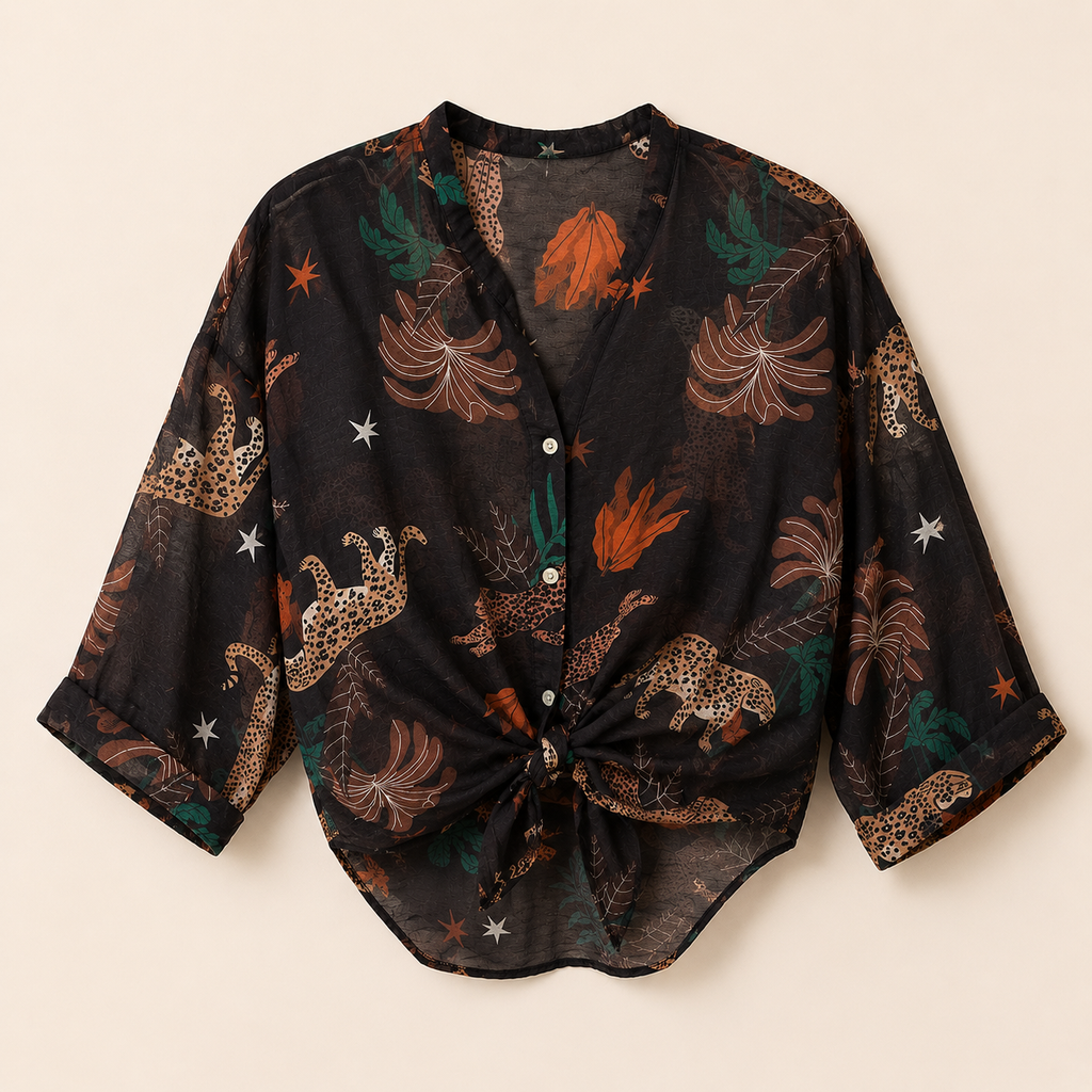 Camicia a fantasia con ghepardi