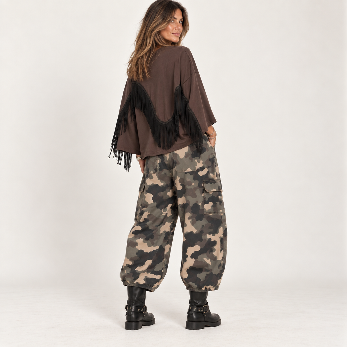 T-shirt manica lunga frange