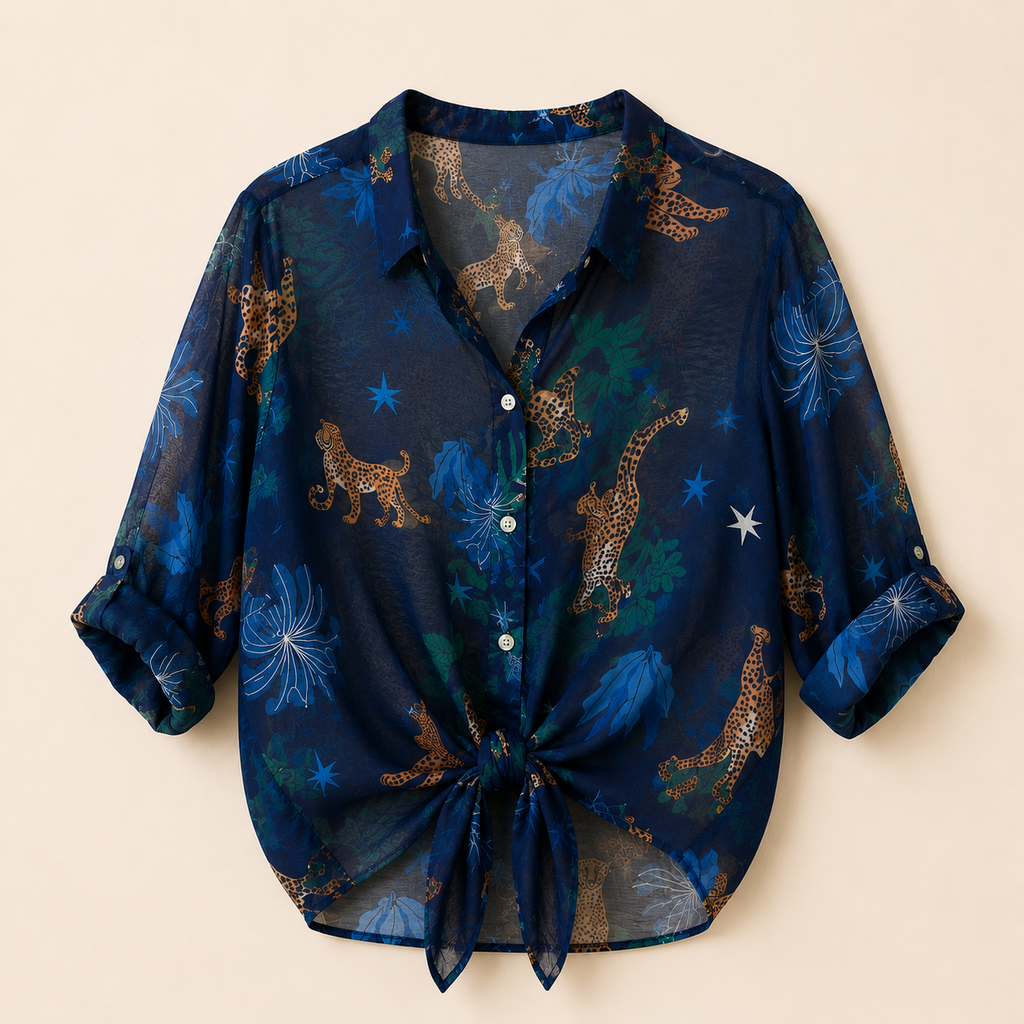 Camicia a fantasia con ghepardi