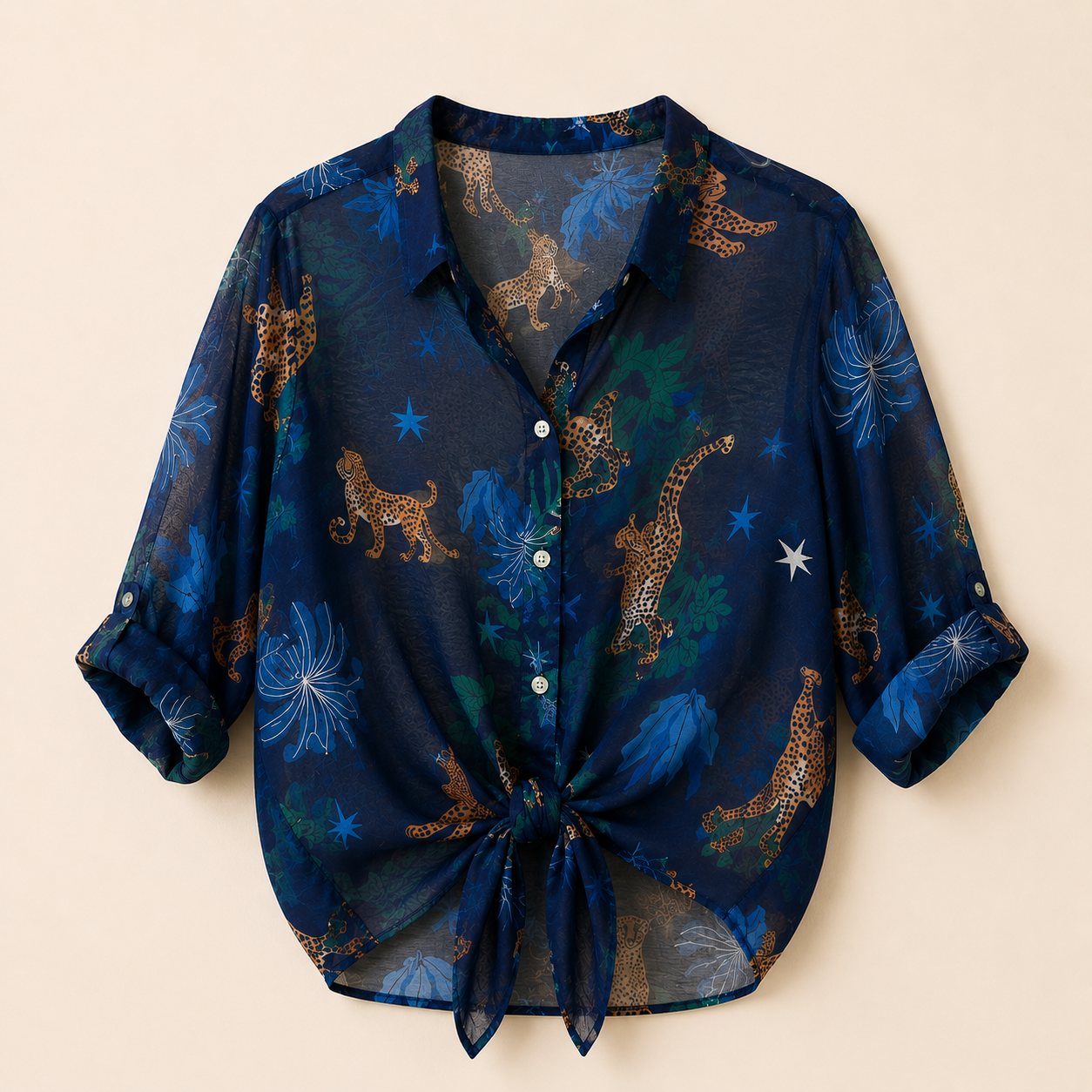Camicia a fantasia con ghepardi